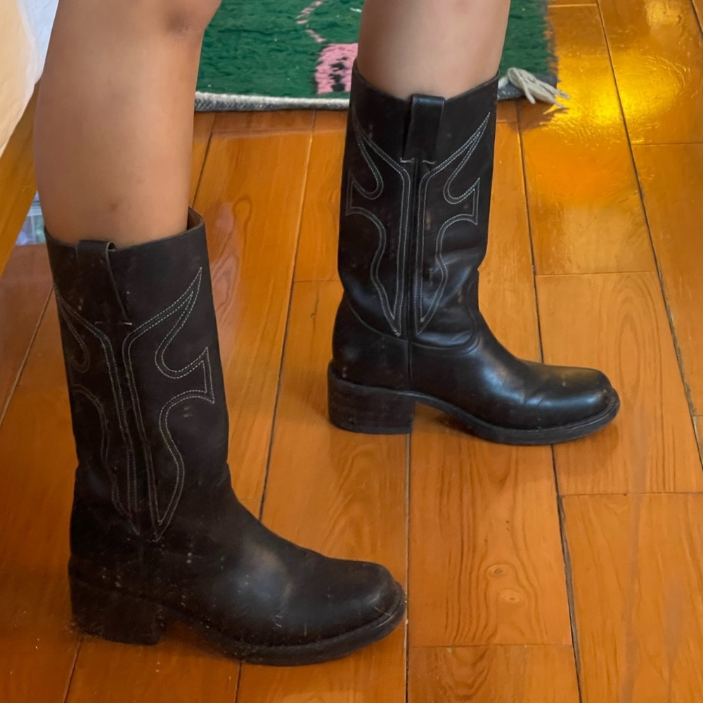 Frye Black Leather CAMPIS boots
